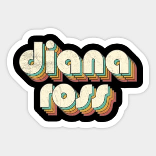 Retro Vintage Rainbow Diana Letters Distressed Style Sticker